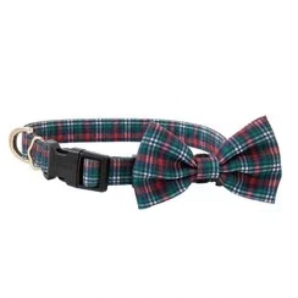 Frisco Festive Plaid Dog Collar with Removeable Plaid Bow size medium nwt